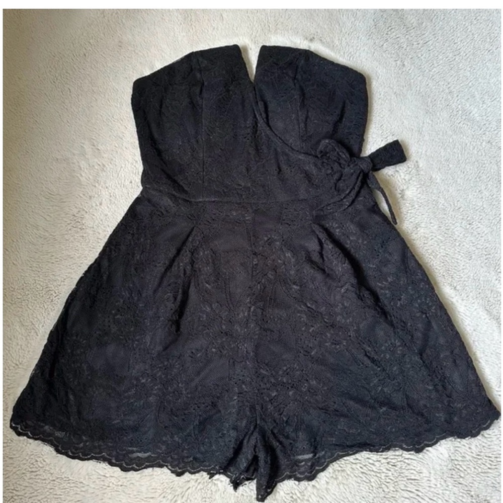 Black Lace Strapless Romper